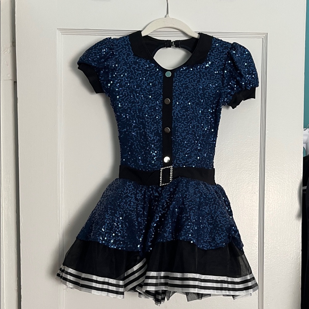 NEW Revolution Navy Sequin Kids Dance Costume